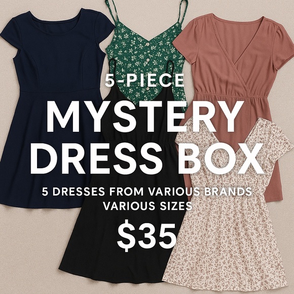 Mystery Box 5 Dresses Various Brands and Sizes Dressy and Casual All NWT or EUC - Picture 1 of 1